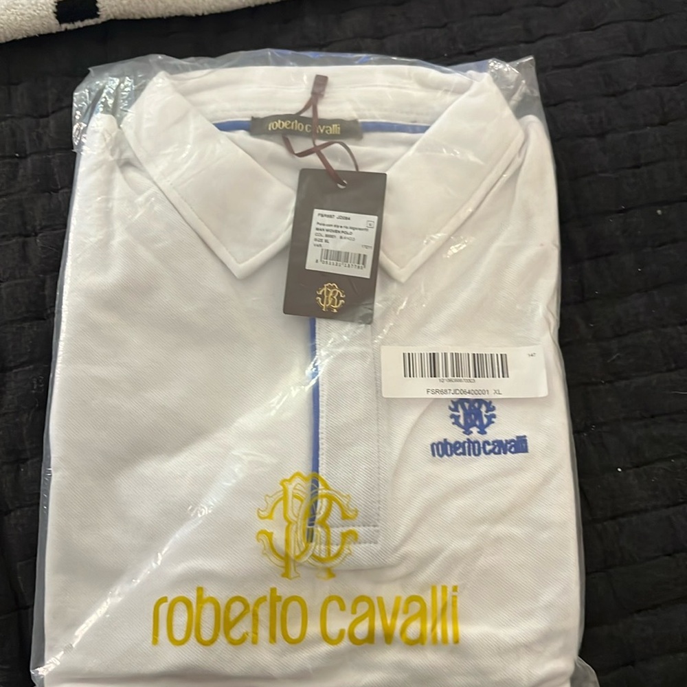 Authentic Roberto Cavalli T-shirt, extra large white polo style
